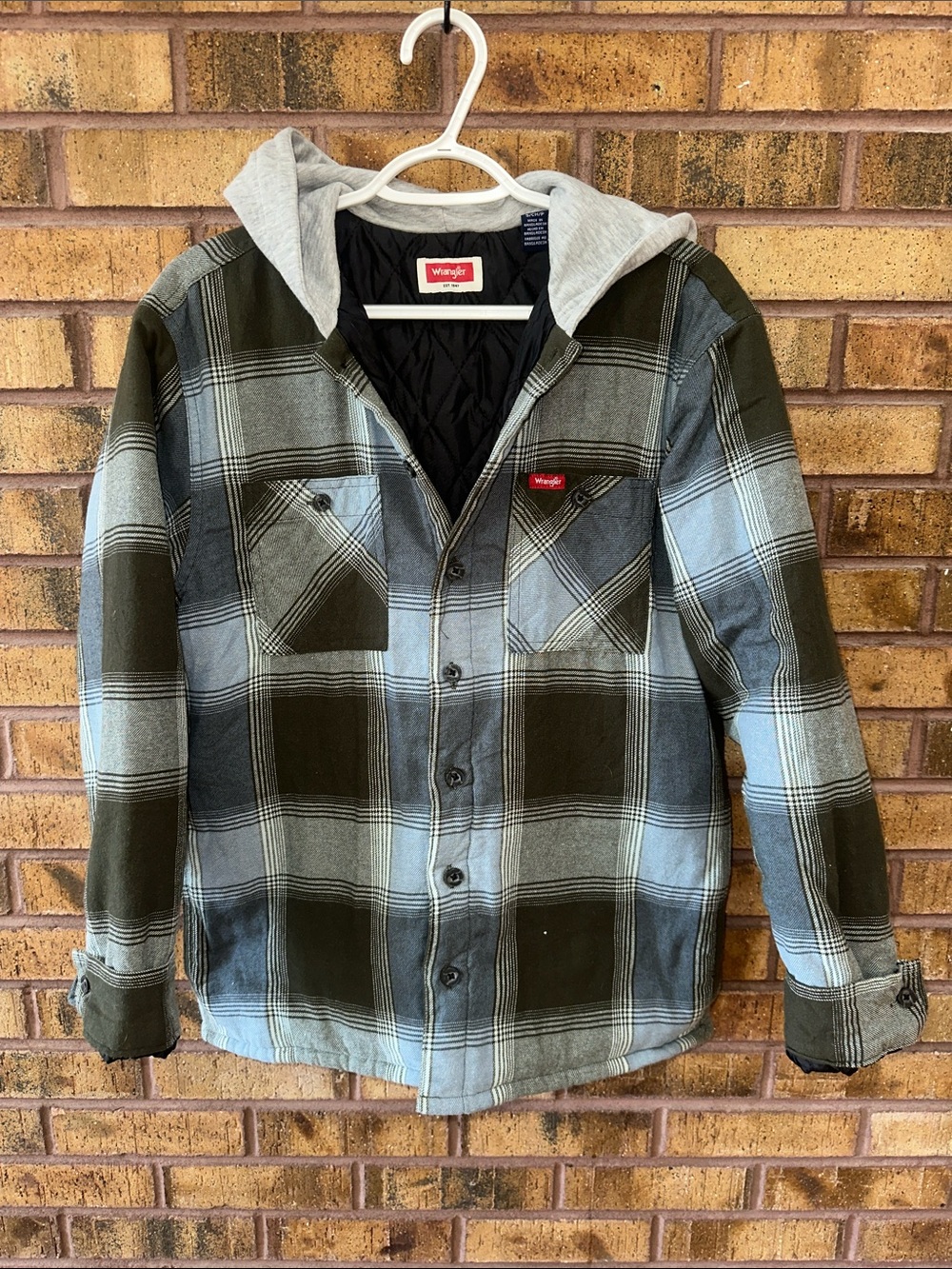 Wrangler Quilted Jacket with Red Logo and Gray Lining